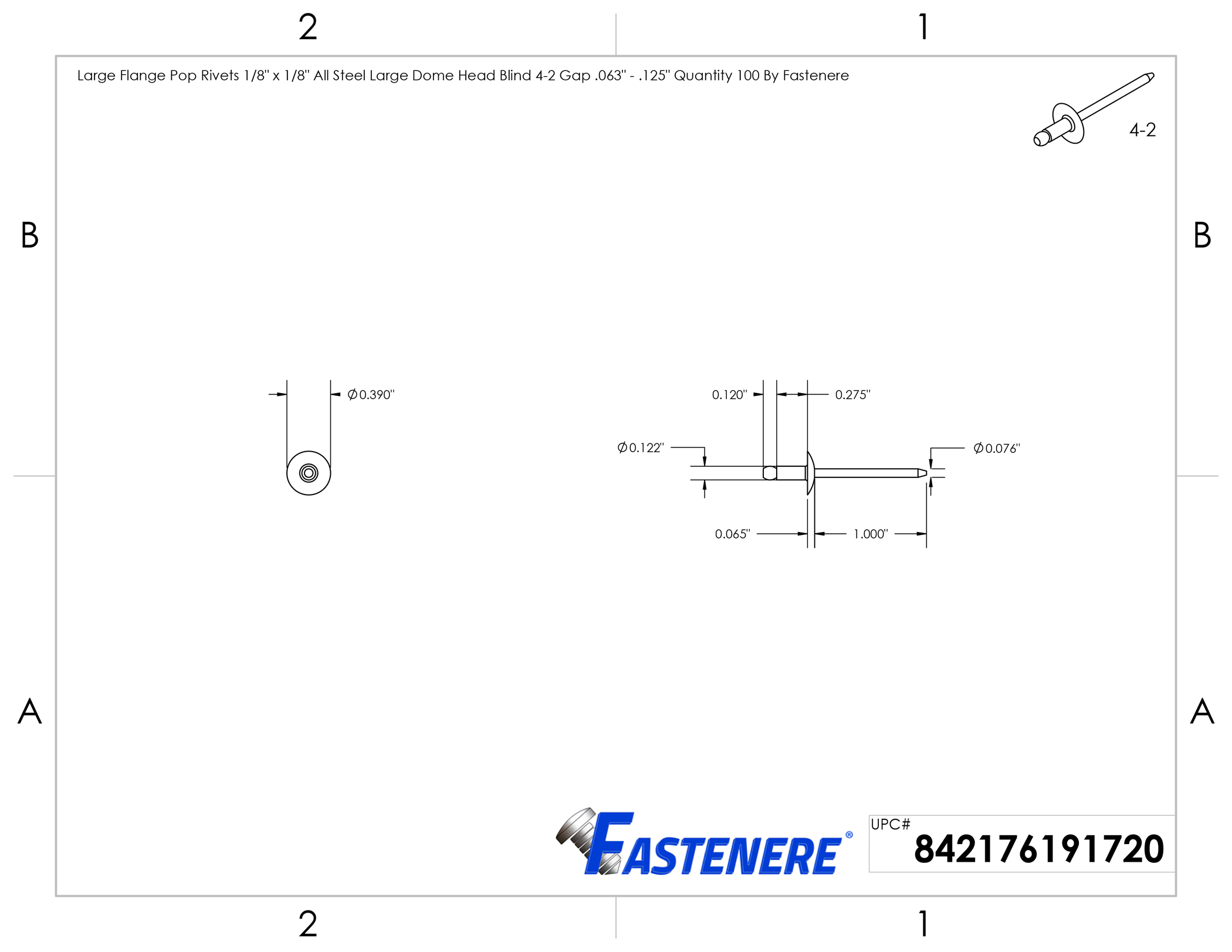 Large Flange Blind Rivets, Dome Head Blind Rivets